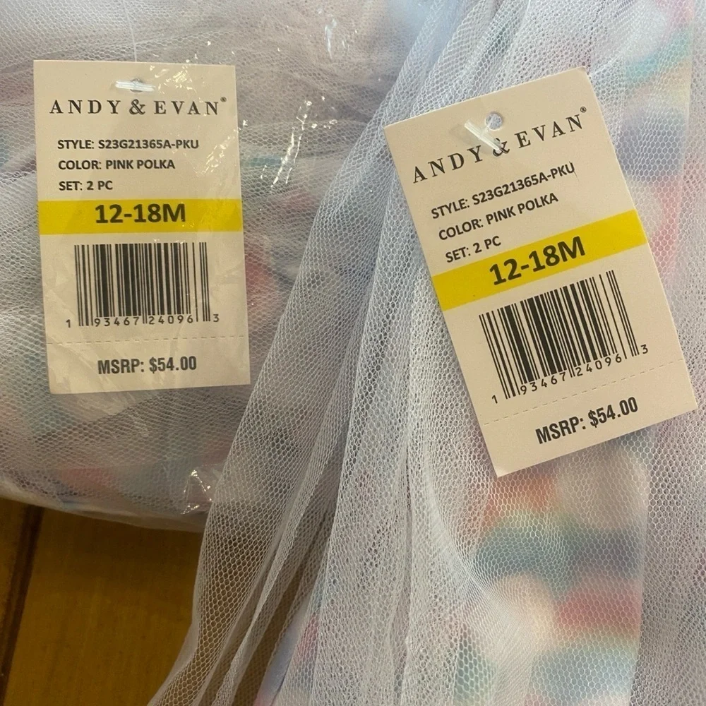 Infant Set Polka Pastel New 12-18 Months Pretty Andy & Evan